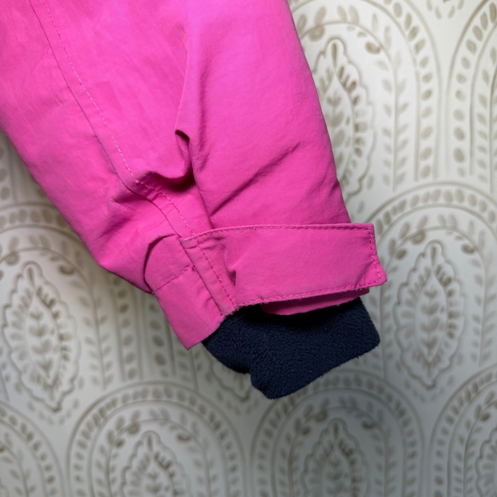 Lands End Kids Squall Jacket Pink Purple Hooded Waterproof Fleece Lined XS 4-5 - Picture 9 of 11